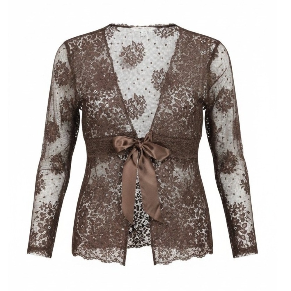 Y2k Vintage Plaza South Fairygrunge Women's size 12P Lace Dainty Open Cardigan